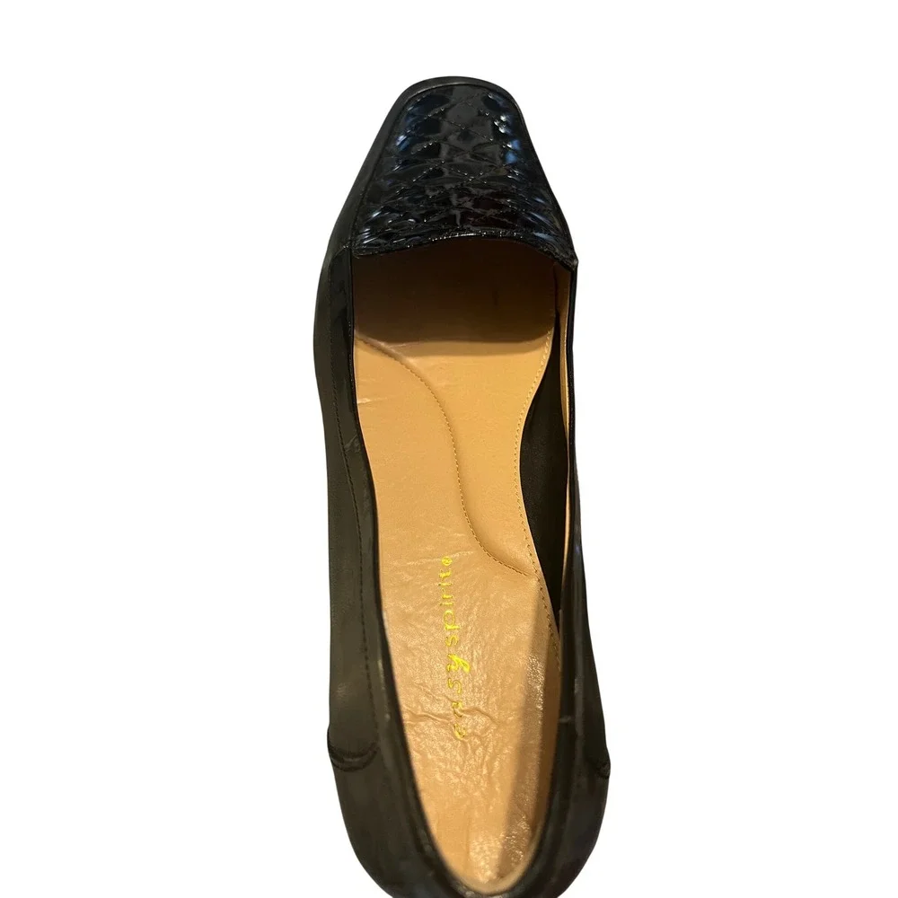 Easy Spirit ESJESSA Womens Black Leather Quilted‎ Patent Square Toe Loafers 9 M